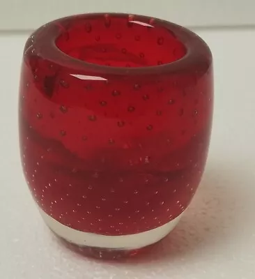 Buy Vintage Retro Baxter Whitefriars Vase 2.5  Glass Controlled Bubbles Red Small  • 29.95£