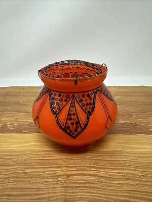 Buy Art Deco Czech Bohemian Tango Kralik Orange Glass Posy Vase Hand Painted • 12.82£