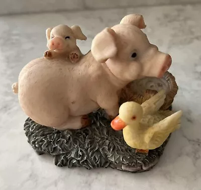 Buy Vintage Collectible Shudehill Resin Ornament, Pig Piglet & Duck Drinking At Pail • 4.95£