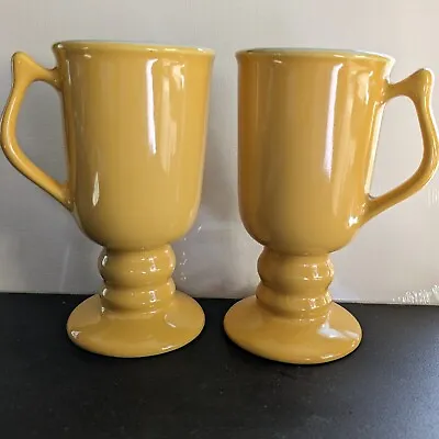 Buy Hall Irish Coffee Mugs 1272 Yellow Footed Pedestal USA - 2 Cups • 11.51£