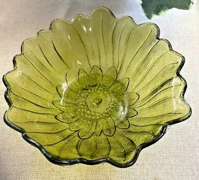 Buy Vintage Sunflower Bowl Indiana Glass Green Depression Candy Dish 3  Tall • 11.51£
