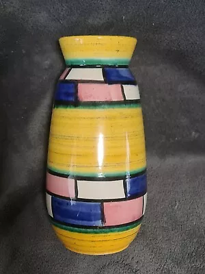 Buy West German Pottery Vase 8  Tall Multicoloured Yellow, Blue, Pink, White, Green • 49.95£