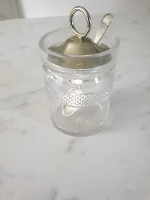 Buy Glass Preserve Jar  With Epns Lid And Silver Spoon • 15£