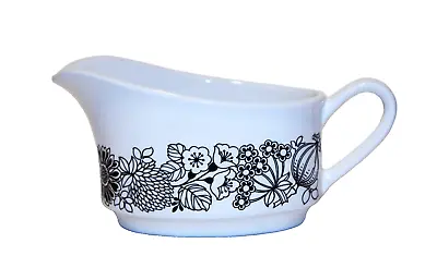 Buy Manitou By Grindley Ironstone Gravy Sauce Boat Pitcher White And Black Floral • 21.78£
