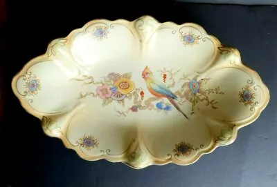 Buy Antique Ducal Crown Ware A G R & Co Oval Fruit Bowl With Exotic Bird & Flowers  • 13£