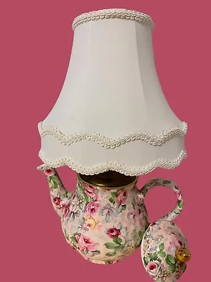 Buy Arthur Wood & Sons Cabbage Rose Teapot Lamp With Elegant Shade • 84.50£