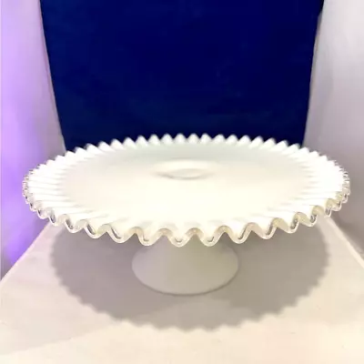 Buy Fenton Silver Crest Milk Glass Pedestal Cake Plate Vintage, Excellent Condition • 118.40£