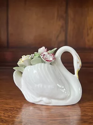 Buy Royal Doulton Flower-Filled Swan And A Capodimonte Flower-Filled Basket China • 8£