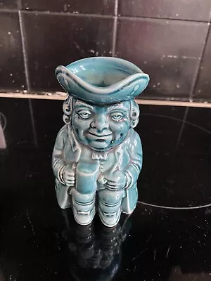 Buy Unmarked Brilliant Blue Glazed Colonial Smiling Man Toby Jug Creamer Pitcher • 27£