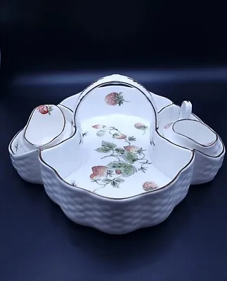Buy Coalport 'Strawberry' Strawberry Basket With Sugar Bowl And Creamer-Minor Fault • 44.90£