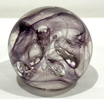 Buy Vintage Phoenician Malta Art Glass Paperweight Purple Clear Glass Swirl • 19.99£
