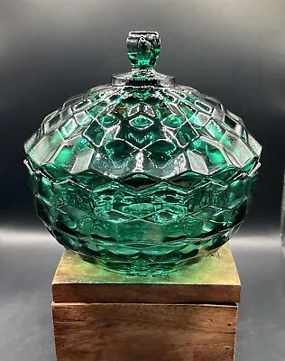 Buy Indiana Glass Teal Green Candy Dish With Cover Whitehall Pattern Vintage • 54.25£