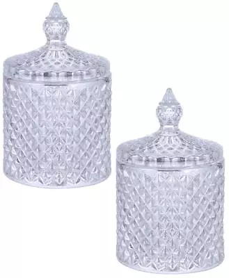 Buy Glass Decorative Candy Sweet Cotton Wool Crystal Effect Jar Container With Lid • 13.49£