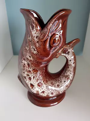 Buy Fosters Studio Pottery Cornwall Gluggle Glug Gurgle Fish Jug Vase 20 Cm Brown • 4.99£