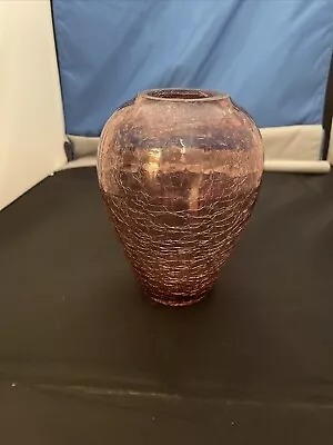 Buy Dark Pink Crackle Glass Vase Beautiful! • 13.32£
