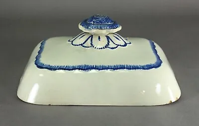 Buy = 18th C. Pearlware Tureen Lid Blue Feather Edge Leeds Liverpool Staffordshire • 109.10£