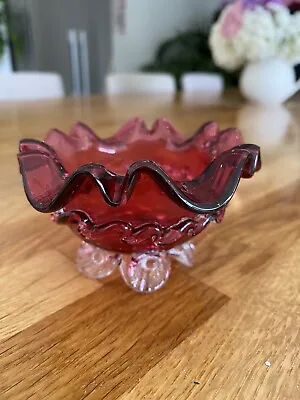 Buy Cranberry Glass Decorative Small Bowl • 8£