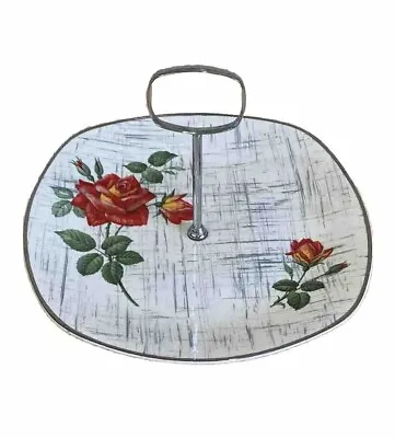 Buy Vintage Midwinter Stylecraft Fashion Shape Cake Plate & Handle Red Rose Marie • 12.95£
