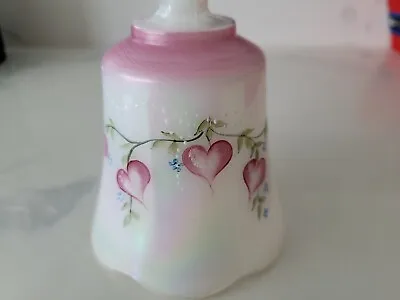 Buy Fenton Pink Iridescent Bell Hand Painted Flowers & Signed  • 20.24£