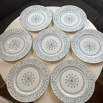 Buy Set Of 7 Aynsley England Bone China Dinner Plates - Forget Me Not Pattern • 114.39£