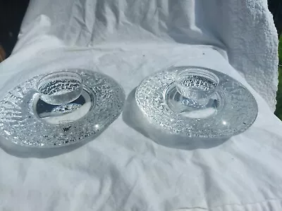 Buy Pair Of Scandinavian Orrefors 5.5  Heavy Glass Candle Tealight Holders Perfect  • 25£