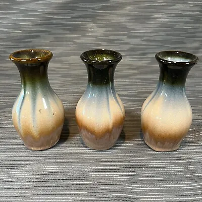 Buy Vintage Mid Century Modern Ceramic Bud Vase Drip Glaze 5  Tall X3 • 29.18£