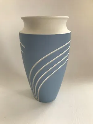 Buy Wedgwood Blue Jasperware Stripe Pattern Large Vase In Excellent Condition • 19.99£