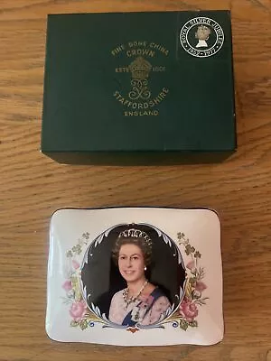 Buy STAFFORDSHIRE CROWN Butter Dish - Boxed - Royal Silver Jubilee 1952-1977 • 5£