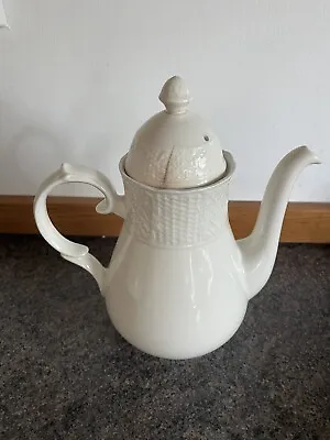 Buy Burleigh Ironstone Coffee Pot Embossed White Basketweave Bul 8 Ideal Vase • 9£
