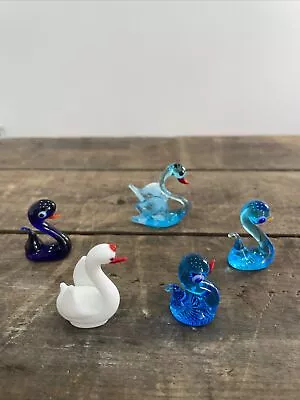 Buy Vintage Mini Blown Glass Swans Ducks #5 • 12£