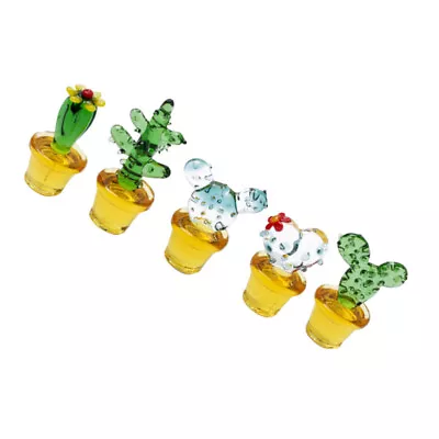 Buy 5 Miniature Glass Blown Cacti Models - Perfect For Home And Office Decoration • 11.18£