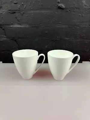 Buy 2 X White China By Denby Curved Tea Coffee Mugs 11 Cm High Set • 15.99£