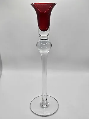 Buy Two Tone Clear And Red Glass Candlestick • 10£