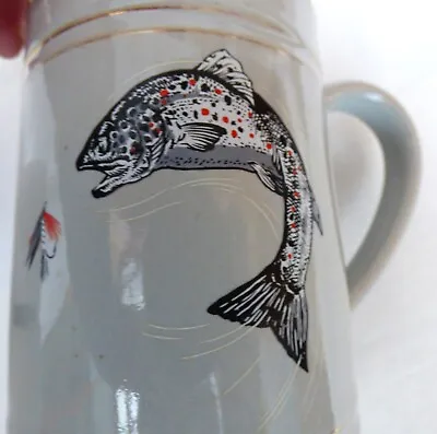 Buy Rare Vintage Denby Stoneware Tankard Mug Fly Fishing With LEAPING FISH Design • 6.99£