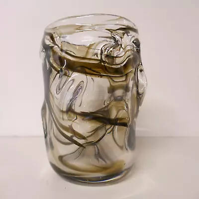 Buy Whitefriars Glass Wilson & Dyer 9609 Streaky Brown Knobbly Vase 17cm High • 50£