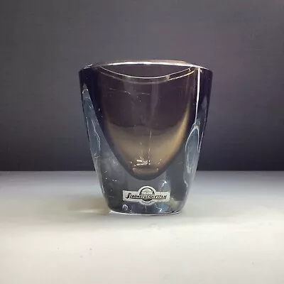 Buy Vintage Signed Strombergshyttan Scandinavian Small Art Glass Vase Brown/ Gray • 19.99£