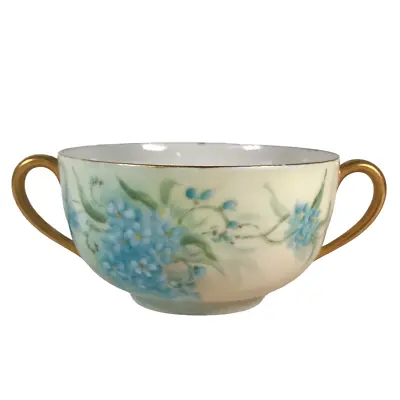Buy Antique T&V Limoges France Bullion Cup Tea Teacup Blue Floral Gilt Gold • 9.78£