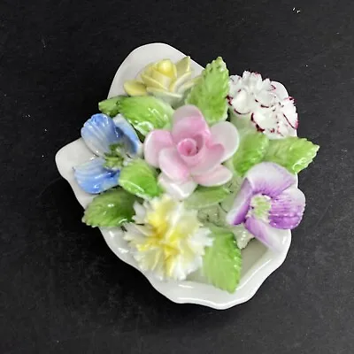 Buy Vintage Royal Doulton Porcelain Bone China Flower Basket Shell Roses 3.5 In • 24.21£