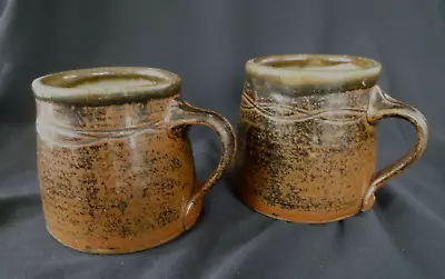 Buy Two Studio Pottery Mugs - StonewarBrown And Black  Aged Look   Nice Quality. VGC • 16.99£