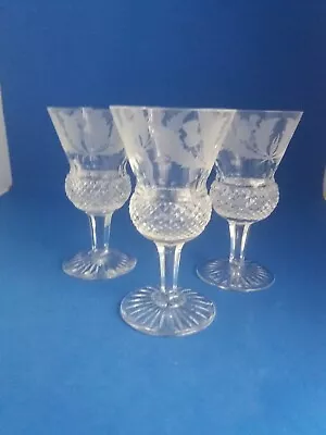 Buy 3 X EDINBURGH CRYSTAL THISTLE SHERRY GLASSES - 2nds • 19.99£