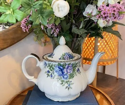 Buy Robinson Design English Garden 1989 Fine China Teapot Blue Purple Florals Japan • 38.28£