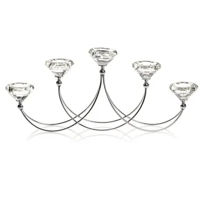 Buy Table Candelabra 5 Tealights Curved Metal Faceted Glass Holders Christmas • 15£