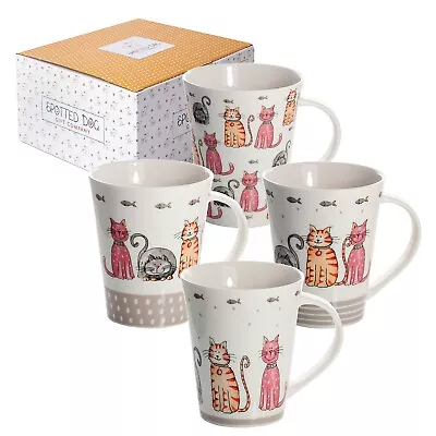 Buy Mug Set 4 Cat Mugs Cups Coffee Tea Ceramic Porcelain China Gift Animal Lovers • 19.99£