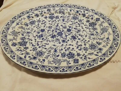 Buy Minton Shalimar Fine Bone China Oval Blue & White 13 1/2” Serving Dish / Platter • 49.99£