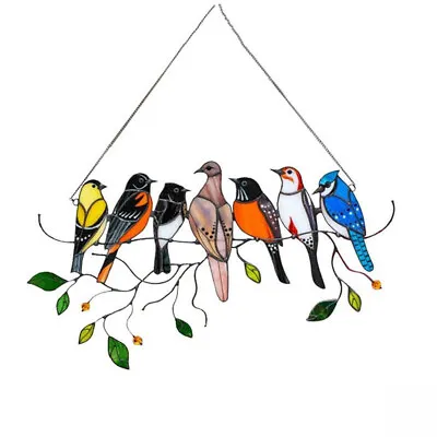 Buy Birds On A Wire Wall Hanging Birds Home Decoration Glass Window Stained Bird • 6.26£