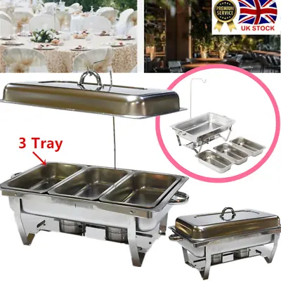 Buy 11 Litre Buffet Server Chafing Dish Food Warmer Hot Plate With Lid Hook 3 Tray • 51.99£