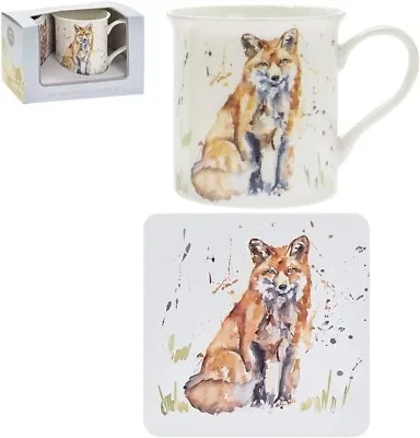 Buy Jennifer Rose Red Fox Woodland Fine China Coffee Mug Tea Cup & Coaster Set • 8.95£