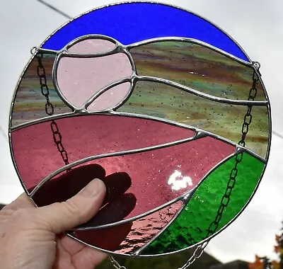 Buy Stained Glass Lavender Fields, Moon And Sky Suncatcher  Handmade In England • 115£