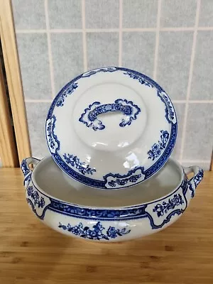 Buy Antique Lidded Dish Losol Ware Romney Blue White English China • 98£