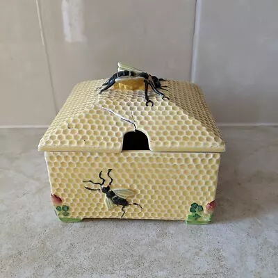 Buy Crown Devon Fieldings Bee Honeycomb Decorated Honey Pot Damaged Lid • 9.99£
